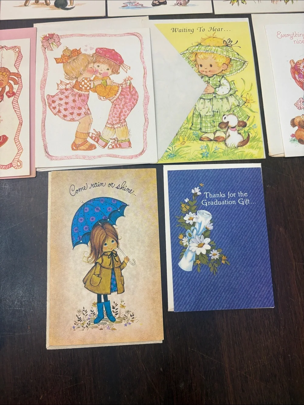 11 Vintage Mid-Century Girl Illustrations, Valentine, Graduation Cards